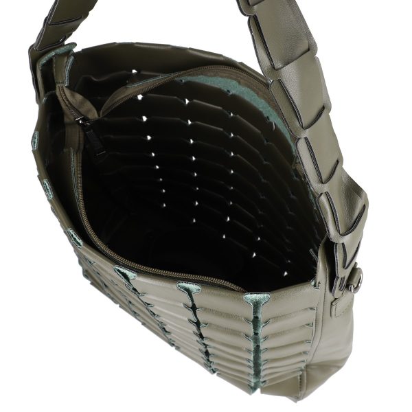 Geanta Shopper de umar dama piele eco verde kaki cu compartiment spatios Potri BSPO2108140 120