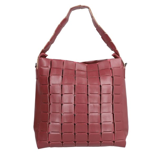 Geanta Shopper de umar femei din piele eco visiniu cu compartiment spatios Potri BSPO2108138 120