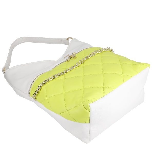 Geanta de umar casual de femei piele eco verde lemon matlasata cu lant Laura Biaggi BSLBCA2203028 121