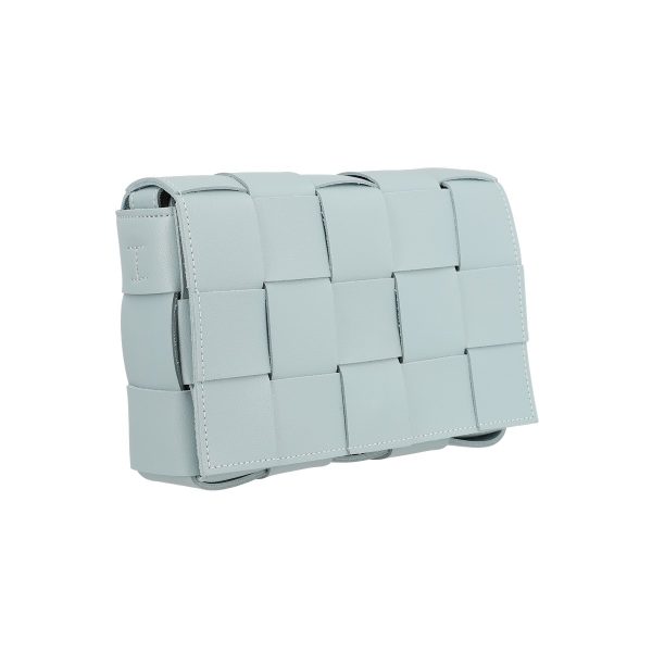 Poseta casual din piele ecologica albastru aspect impletit cu un compartiment Styline BSSLPO2106039 123