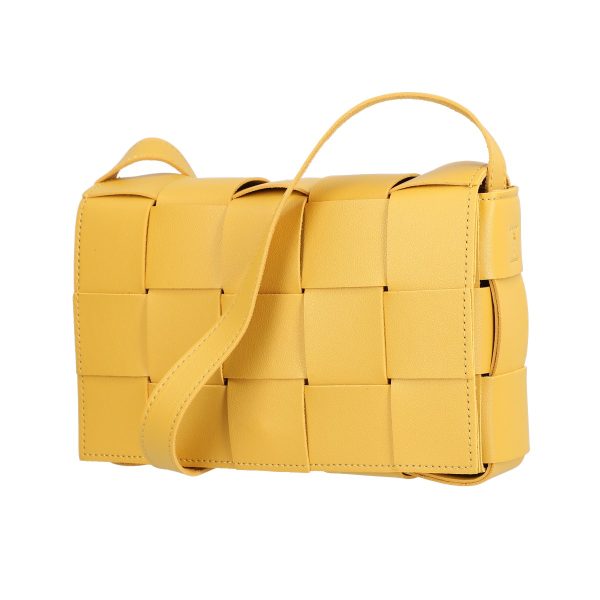 Geanta Umar Dama Casual - Poseta casual femei din piele eco galbena aspect impletit cu un compartiment Styline BSSLPO2106040