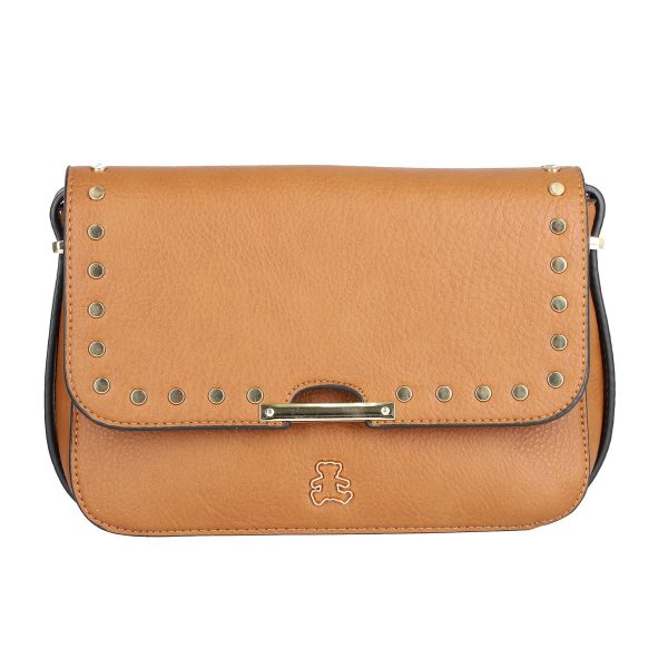 Poseta casual dama piele eco maro cu elemente metalice si doua compartimente Lulu Castagnette BSLLPO2109071 120
