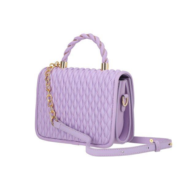 Poseta de mana casual dama piele eco mov cu clapeta texturata si doua buzunare interioare Ruby BS1047PO2205358 120