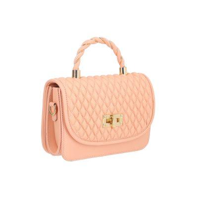 Poseta casual de mana din piele ecologica roz cu clapeta si buzunare interioare Ruby BS1047PO2205353