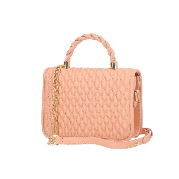Poseta casual de mana din piele ecologica roz cu clapeta si buzunare interioare Ruby BS1047PO2205353 122