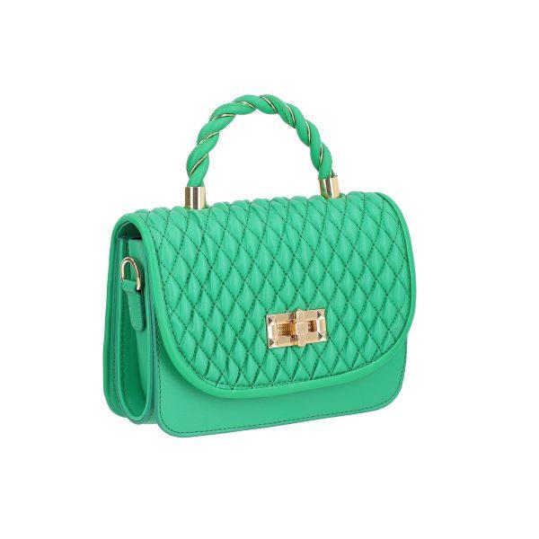 Geanta Umar Dama Casual - Poseta casual de mana femei piele ecologica verde cu clapeta si doua buzunare interioare Ruby BS1047PO2205351