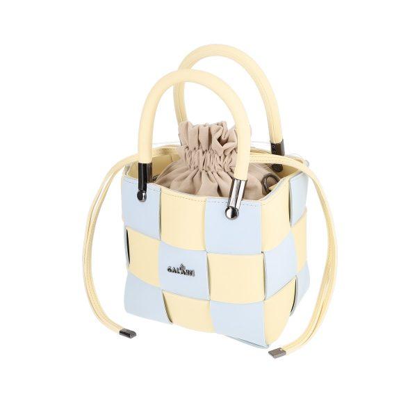 Poseta Femei Casual din Piele Eco Galbena Intretesuta cu Compartiment Tip Sac - Galanti BS043CNT2205401 119