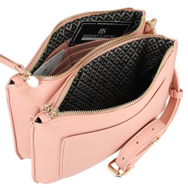 Geanta de Umar cu Bareta Ajustabila Eleganta Dama Piele Eco Roz cu Doua Compartimente - Lulu Castagnette BSLLPO2203024 121