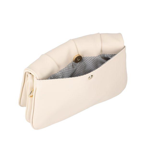 Poseta eleganta femei din piele eco crem tip postas cu buzunare si bretea Cloe BS1062PO2205310 123