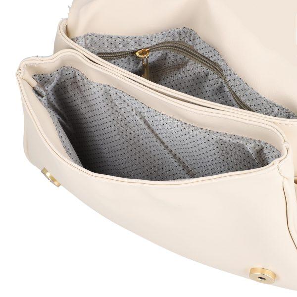 Poseta eleganta femei din piele eco crem tip postas cu buzunare si bretea Cloe BS1062PO2205310 120