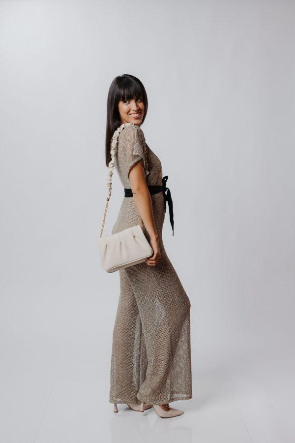 Poseta eleganta femei din piele eco crem tip postas cu buzunare si bretea Cloe BS1062PO2205310 119