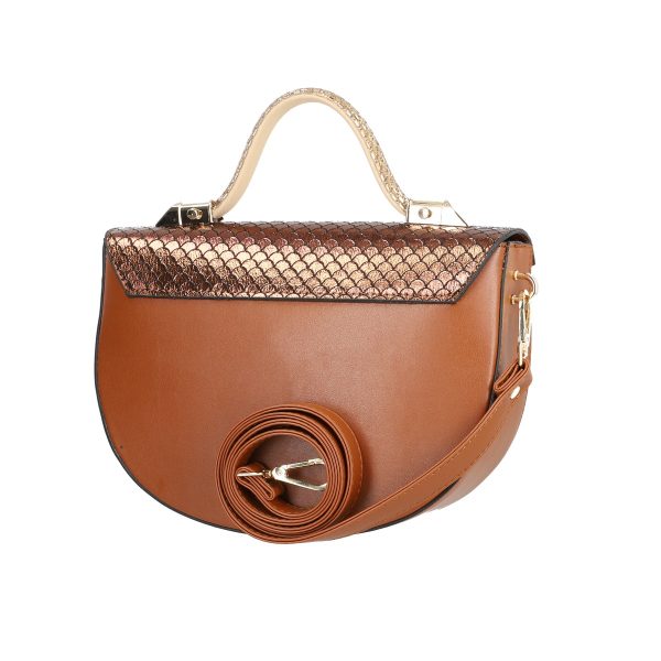 Poseta eleganta femei din piele eco maro cu auriu si inchidere manuala BSPAS2204156 122