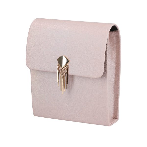 Clutch cu Pietre - Poseta casual femei piele eco roz inchis cu bretea si elemente metalice Kalet BSPO2205088