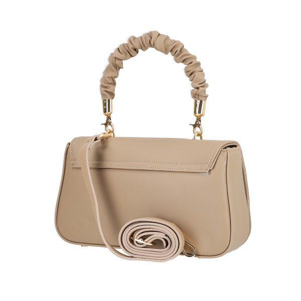 Poseta casual de dama piele ecologica bej cu maner din lant si bretea Vivi BS1016PO2205323 120