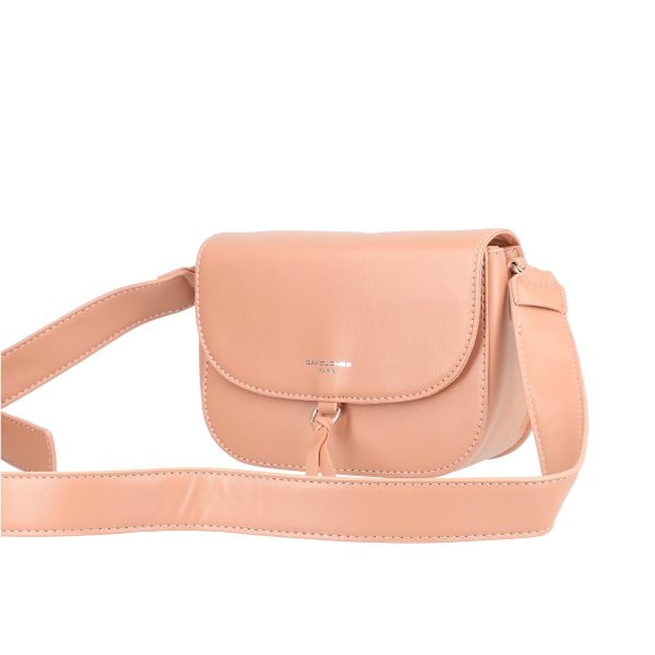 Poseta casual de dama din piele ecologica roz cu bareta si un compartiment David Jones BSDJPO2108312 122