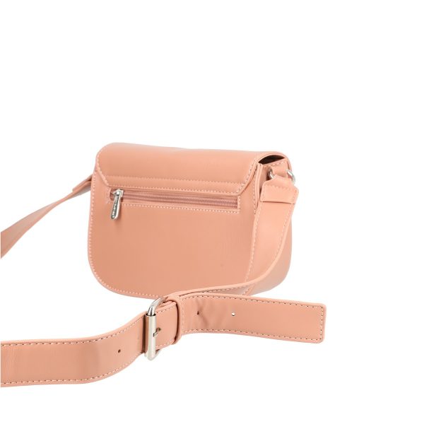 Poseta casual de dama din piele ecologica roz cu bareta si un compartiment David Jones BSDJPO2108312 124