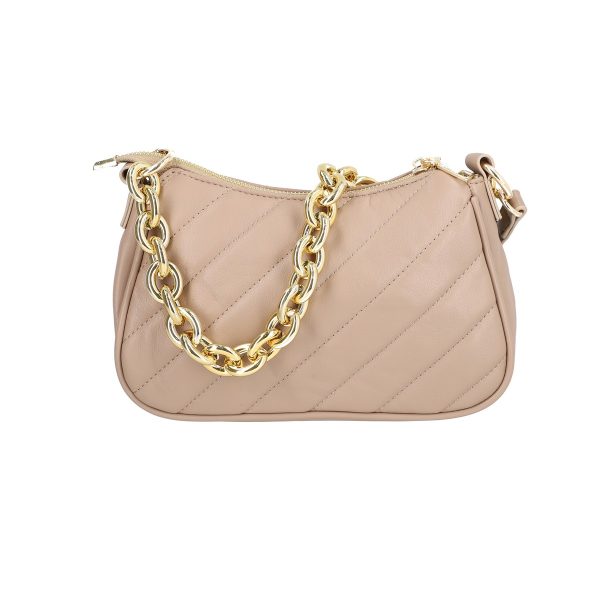 Poseta eleganta de femei piele ecologica taupe cu maner fashion si bretea BSPO2109054 120