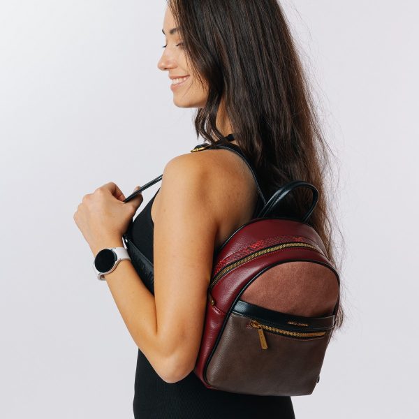 Rucsac de femei din piele ecologica elegant bordo cu două buzunare David Jones BS6813DJRU2208006 119
