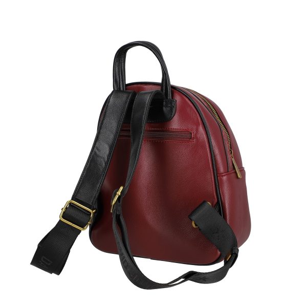 Rucsac de femei din piele ecologica elegant bordo cu două buzunare David Jones BS6813DJRU2208006 122