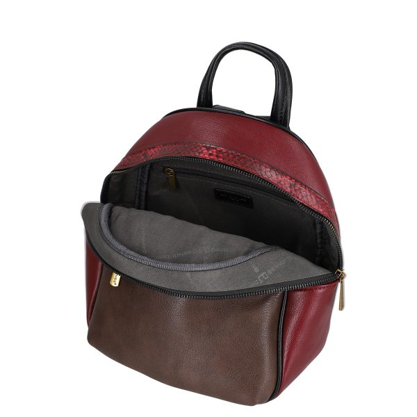 Rucsac de femei din piele ecologica elegant bordo cu două buzunare David Jones BS6813DJRU2208006 121