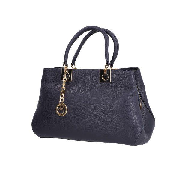 Set geanta cu portofel femei din piele neteda eco albastru inchis accesoriu exterior metalic Bernadette BSSET2205214 122