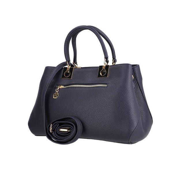 Set geanta cu portofel femei din piele neteda eco albastru inchis accesoriu exterior metalic Bernadette BSSET2205214 123