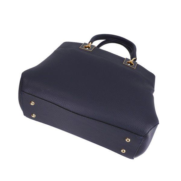 Set geanta cu portofel femei din piele neteda eco albastru inchis accesoriu exterior metalic Bernadette BSSET2205214 124