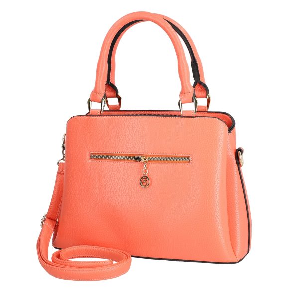 Set geanta cu portofel casual femei piele eco coral model texturat cu logo BSSET2204039 125