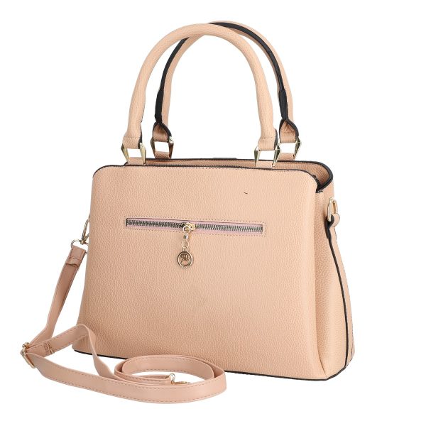 Set geanta cu portofel casual femei piele eco roz model texturat cu logo BSSET2204040 124