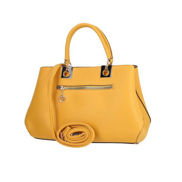 Set geanta cu portofel dama din piele eco galbena logo exterior metalic Bernadette BSSET2205216 124