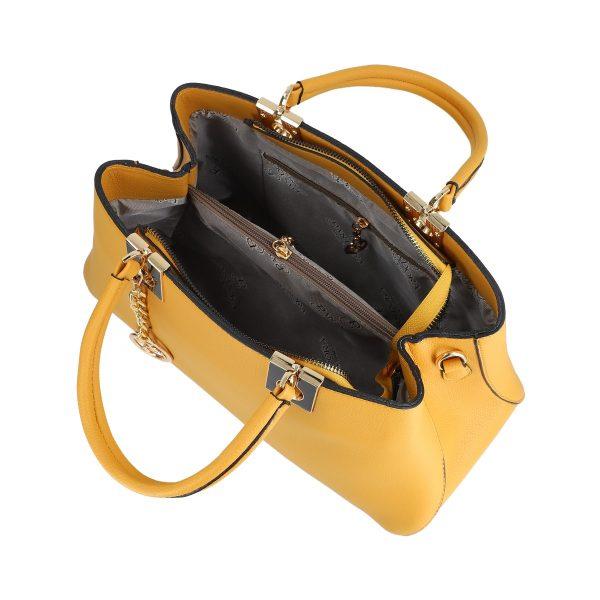 Set geanta cu portofel dama din piele eco galbena logo exterior metalic Bernadette BSSET2205216 120