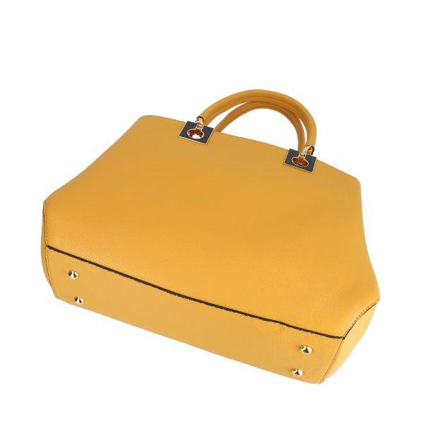 Set geanta cu portofel dama din piele eco galbena logo exterior metalic Bernadette BSSET2205216 121