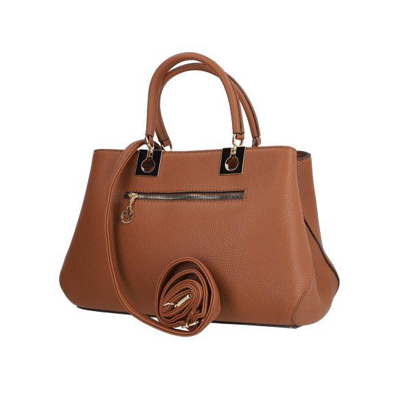 Set geanta dama piele ecologica texturata maro cu maner si portofel Bernadette BSSET2205218 123