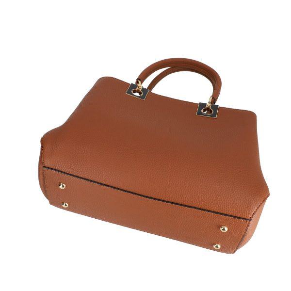 Set geanta dama piele ecologica texturata maro cu maner si portofel Bernadette BSSET2205218 122