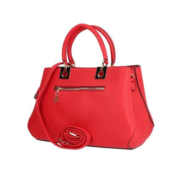 Set geanta cu portofel dama din piele eco rosie logo exterior metalic Bernadette BSSET2205215 123