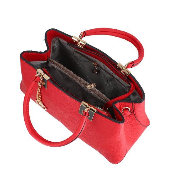 Set geanta cu portofel dama din piele eco rosie logo exterior metalic Bernadette BSSET2205215 120