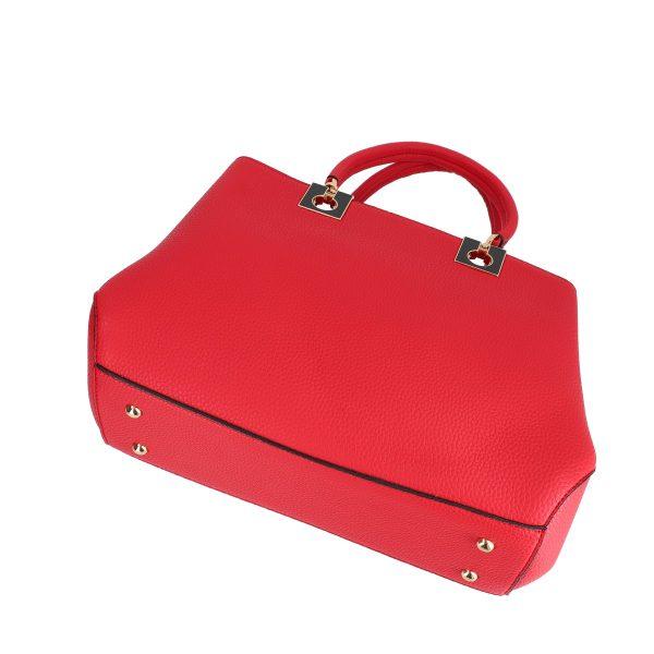 Set geanta cu portofel dama din piele eco rosie logo exterior metalic Bernadette BSSET2205215 124