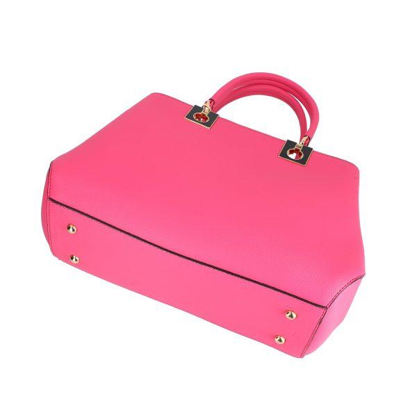 Set geanta portofel femei piele eco roz texturata cu bretea detasabila si doua compartimente Bernadette BSSET2205209 124