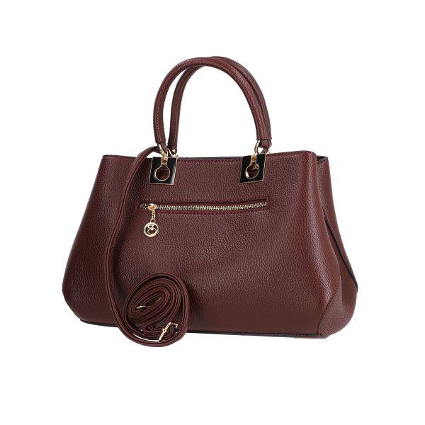 Set geanta cu portofel de femei piele eco visinie si accesoriu metalic Bernadette BSSET2205205 123