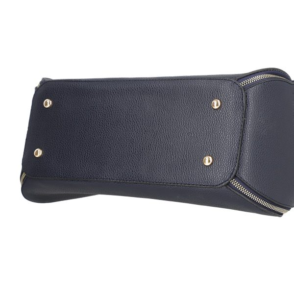 Set geanta portofel eleganta dama din piele eco albastra cu imprimeu si fermoare BSSET2202027 123