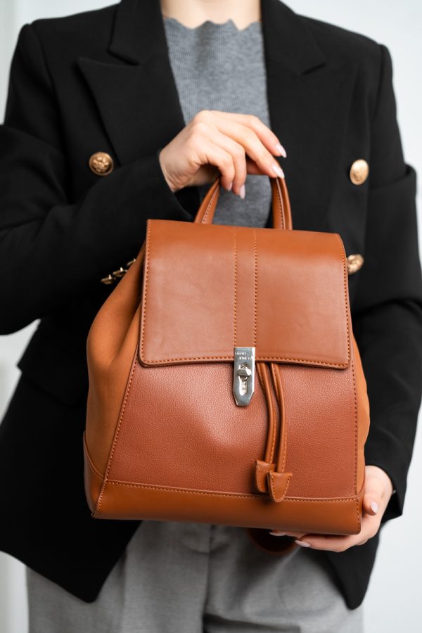 Rucsac damă piele ecologică maro închidere cu șnur David Jones BS6516RUDJ2208403 121