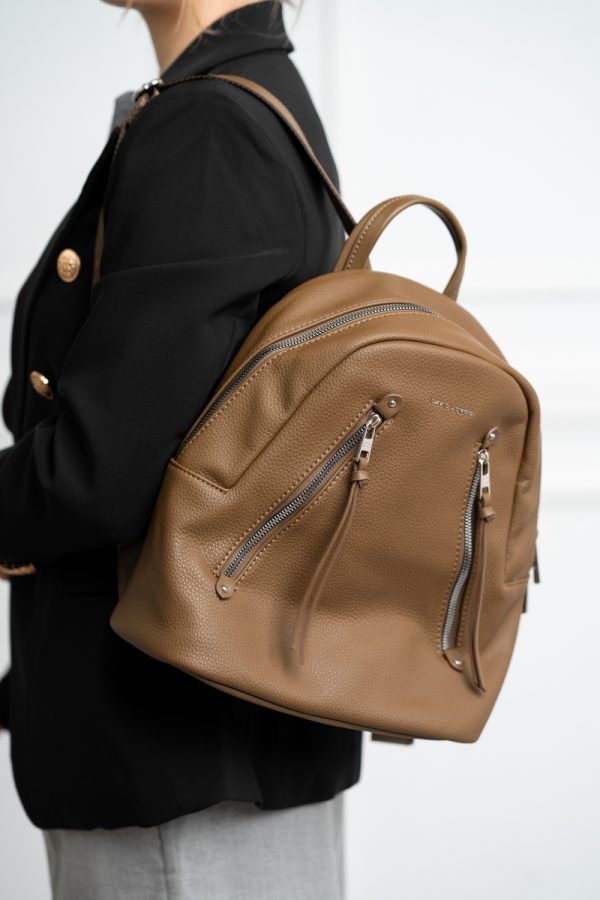 Rucsac damă piele ecologică verde olive cu două buzunare frontale David Jones BS6874RUDJ2208405 121