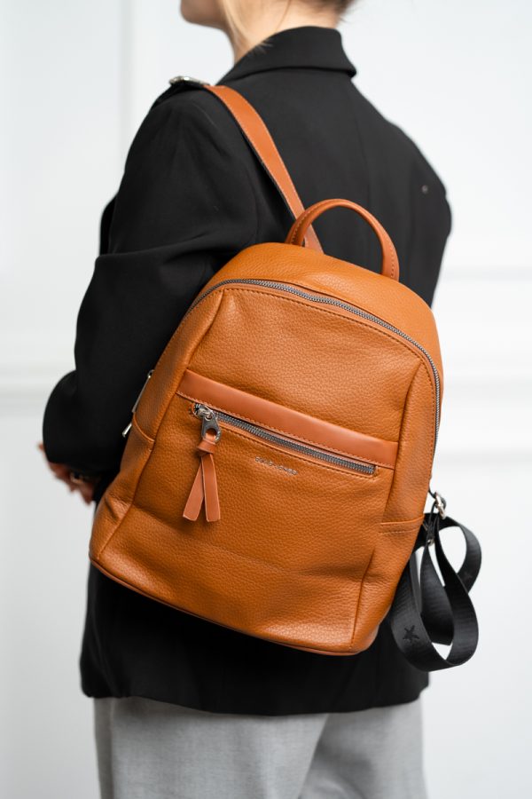Rucsac damă piele ecologică maro cu buzunar frontal David Jones BS6807RUDJ2208414 119