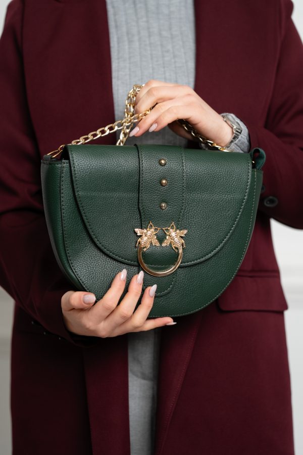 Poșetă damă casual piele ecologică verde de umăr Laura Biaggi BS209P2208258 122
