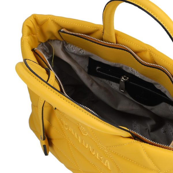 Geanta de Femei Casual, Material Impermeabil Matlasată Galbenă cu Un Compartiment Spațios și Mânere - BS267P2209062 126