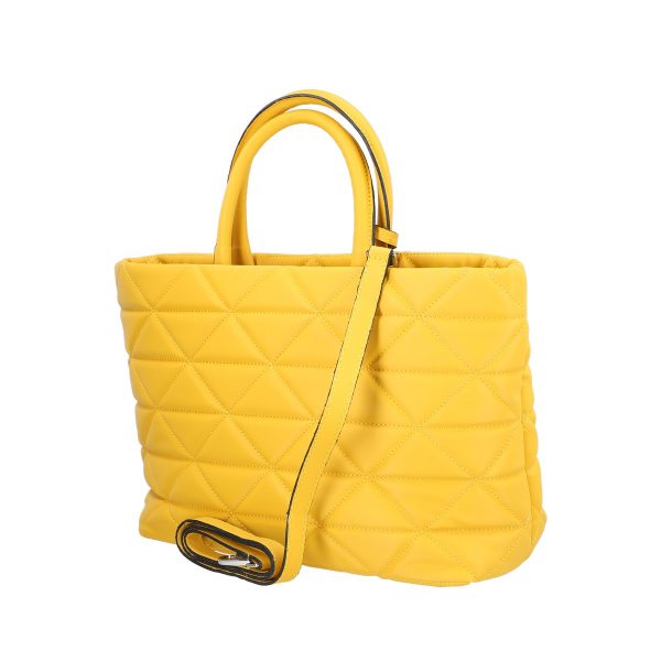 Geanta de Femei Casual, Material Impermeabil Matlasată Galbenă cu Un Compartiment Spațios și Mânere - BS267P2209062 125