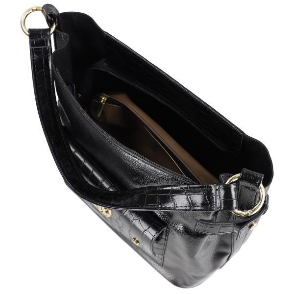 Geantă damă casual 2 in 1 negru texturat cu buzunar Laura Biaggi BS686AB2208278 121