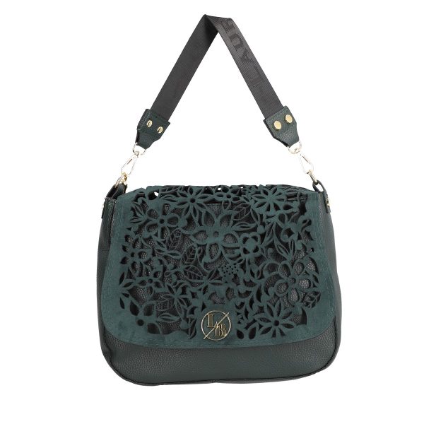 Geanta casual femei piele ecologica verde model floral cu capsa magnetica si bretea reglabila Laura Biaggi BS259CA2208235 120