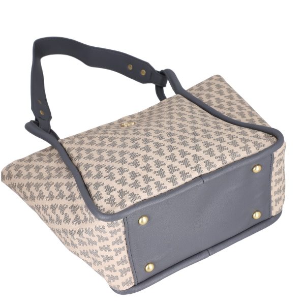 Geanta de mana casual femei din piele eco bej cu trei buzunare Lulu Castagnette BSLLCA2208077 121