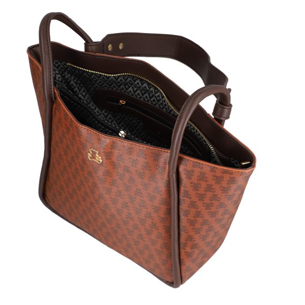Geanta de mana casual femei din piele eco cafeniu cu maner confortabil Lulu Castagnette BSLLCA2208076 120